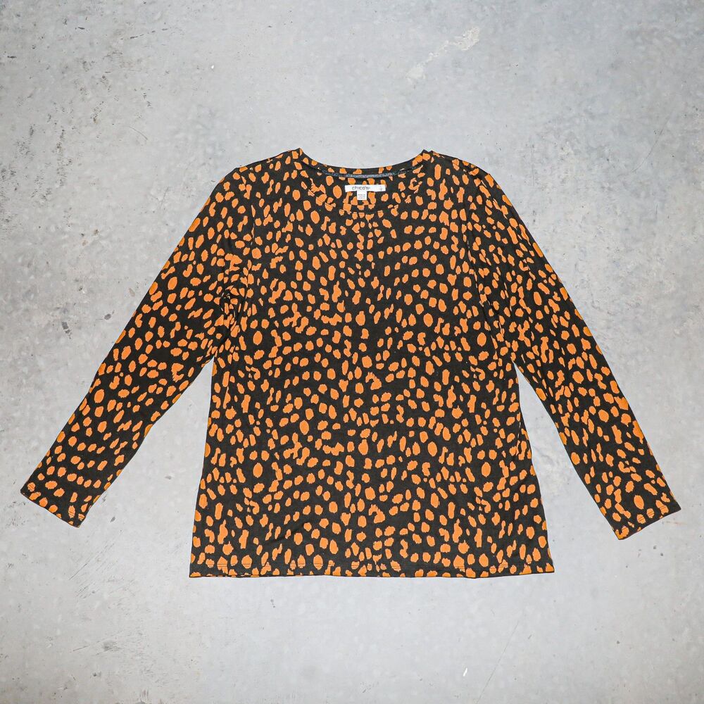 Chicos Cheetah Print Knitted Sweater Casual Chic Formal Evening‎ Top Size Small
